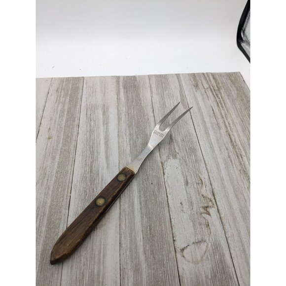 Vintage #1 Meat Fork 9 1/2" Wood Handle Stainless Steel USA - Picture 4 of 8